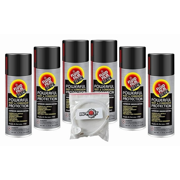 Fluid Film Black Penetrant & Lubricant, 11.75 oz (6 Aerosol Cans) with DU-MOST Extension Wand Kit