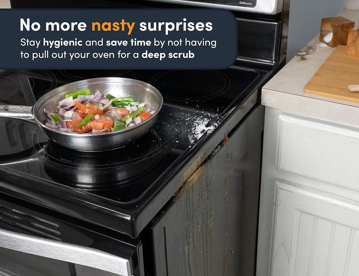 25 Inches Linda’s Essentials Silicone Stove Gap Covers 2 Pack - Heat Resistant Stove Gap Filler - Non-Slip Gap Covers Between Stove and Counter - Easy to Clean Stove Gap Guard