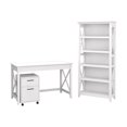 thumbnail image 1 of Bush Furniture Key West - Table with 2-drawer mobile file cabinet, 5-shelf bookcase - rectangular - pure white oak, 1 of 8