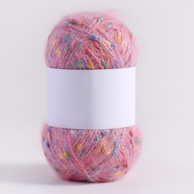 Nvzi Hilo de mohair de 200 g con puntos de colores, hilo suave para tejer a mano, crochet, para bufandas, chales y manualidades, color rosa