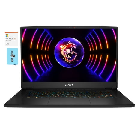 MSI Titan GT77HX Gaming Laptop (Intel i9-13980HX 24-Core, 17.3in 144Hz 4K Ultra HD (3840x2160), GeForce RTX 4080, Win 11 Pro) with Microsoft 365 Personal , Dockztorm Hub