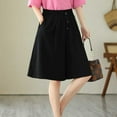 thumbnail image 6 of Summer Cotton Linen Bermuda Shorts Loose Fit Elastic Waist Knee Length Womens Casual Beach Shorts with Pockets (2XL, Black), 6 of 6