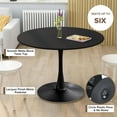 thumbnail image 3 of Miniyam 42" Round Pedestal Dining Table for 4-6, Small Kitchen Table with Wood Top, Black, 3 of 8