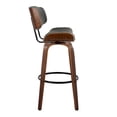thumbnail image 2 of LumiSource Walnut Wood, Black Metal, Grey PU Lombardi 30" Fixed-Height Barstool - Set of 2, 2 of 4