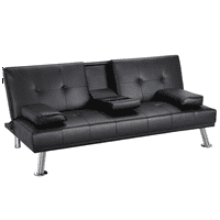 LuxuryGoods PU Leather Futon with Armrests & Cupholders (5 Colors) only $140.00: eDeal Info