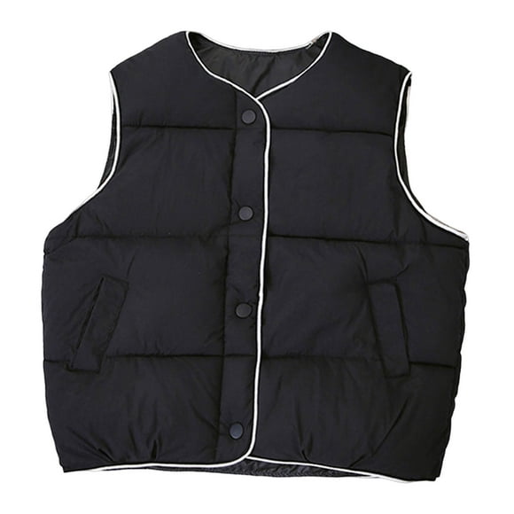 Yammkia Boys Puffer Jacket Girls Down Vest Kids Winter Warm Quilted Jacket Toddlers Sleeveless Coat Outerwear 5T 6T (Black,5-6 Years)
