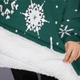 thumbnail image 3 of Oversized Wearable Blanket Hoodie,Green Christmas Snowflake Pattern Sherpa Blanket Hoodie with Super Pockets,Super Warm Fuzzy Pullover for Women & Men, 3 of 6