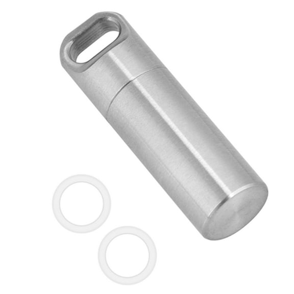 Waterproof Stainless Steel Pill Bottle Medicine Container Holder for Outdoor Camping(M)