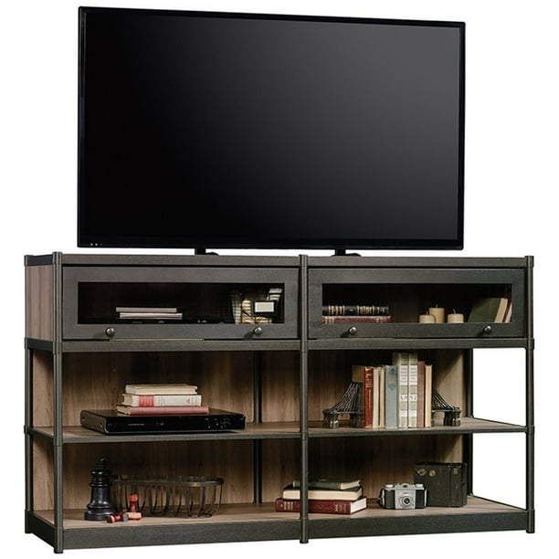 Sauder Barrister Lane 61" TV Stand in Salt Oak and Black