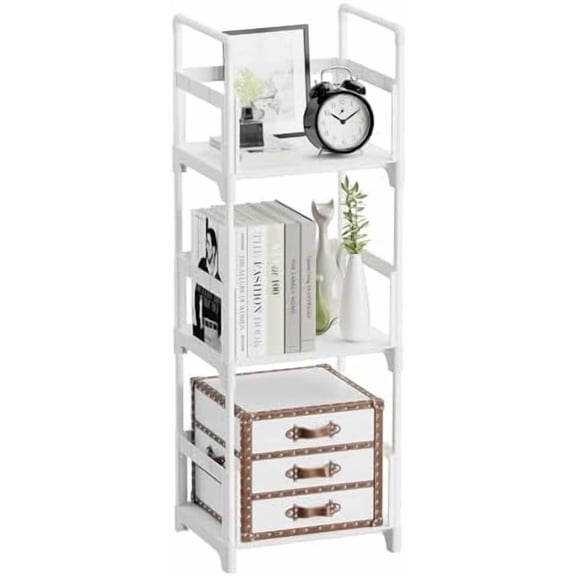 3 Tiers Small Bookshelf Book Shelf White Kids Bookcase Mini Short Book Rack Storage Organizer Easy Assemble, Sturdy