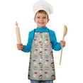 thumbnail image 2 of Gray Christmas Santa and Reindeer Pattern Kids Aprons for Girls and Boys,Adjustable Neck Strap Toddler Aprons for Kids Cooking Baking, 2 of 7