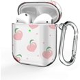 thumbnail image 1 of Étui pour Airpods, Coque de Protection pour Airpods, Trousse de Peau Rigide en PC pour Filles Hommes Femmes Compatible avec Étui de Recharge Airpods 2 et 1 avec Mousqueton [Voyant avant Visible], Pêche, 1 of 5