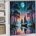 thumbnail image 4 of Fantasy Ship Print Shower Curtain Set 4-Set Bathroom Decor Set Magical Night Scene Moonlight Includes Toilet Cover Mat ,U-Mat ,Floor Mat ,Shower Curtain with 12 Hooks,72inx72in, 4 of 7