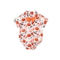 thumbnail image 2 of Aojekbee Baby Boy Halloween Romper PumpkinGhost Print Turn Down Collar Short Sleeve Gentleman Jumpsuit, 2 of 10