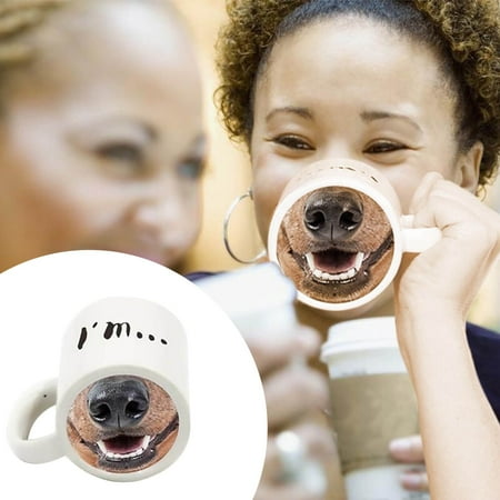 

PTJKU Funny Dog-Themed Ceramic Mug: A Versatile and Playful Cup for Dog Lovers Perfect as a Gift or for Daily Use at Home or Office White