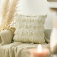 thumbnail image 3 of Sm:)e Fall Pumpkin Plush Faux Fur Jacquard Throw Pillow Cover 18x18 Inch Beige, Set of 2 Silky Soft Seasonal Cushion Case for Sofa Couch, 3 of 6
