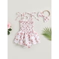 thumbnail image 2 of Bagilaanoe Newborn Baby Girl Rompers Dress Floral Print Short Sleeveless Bodysuit + Headband 6M 9M 12M 18M Infant Summer A-Line Dress, 2 of 8