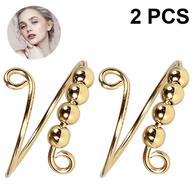 Anillo de ansiedad ajustable para mujer, 2 uds., con cuentas, anillo para aliviar el estrés, anillo giratorio, anillo de meditación