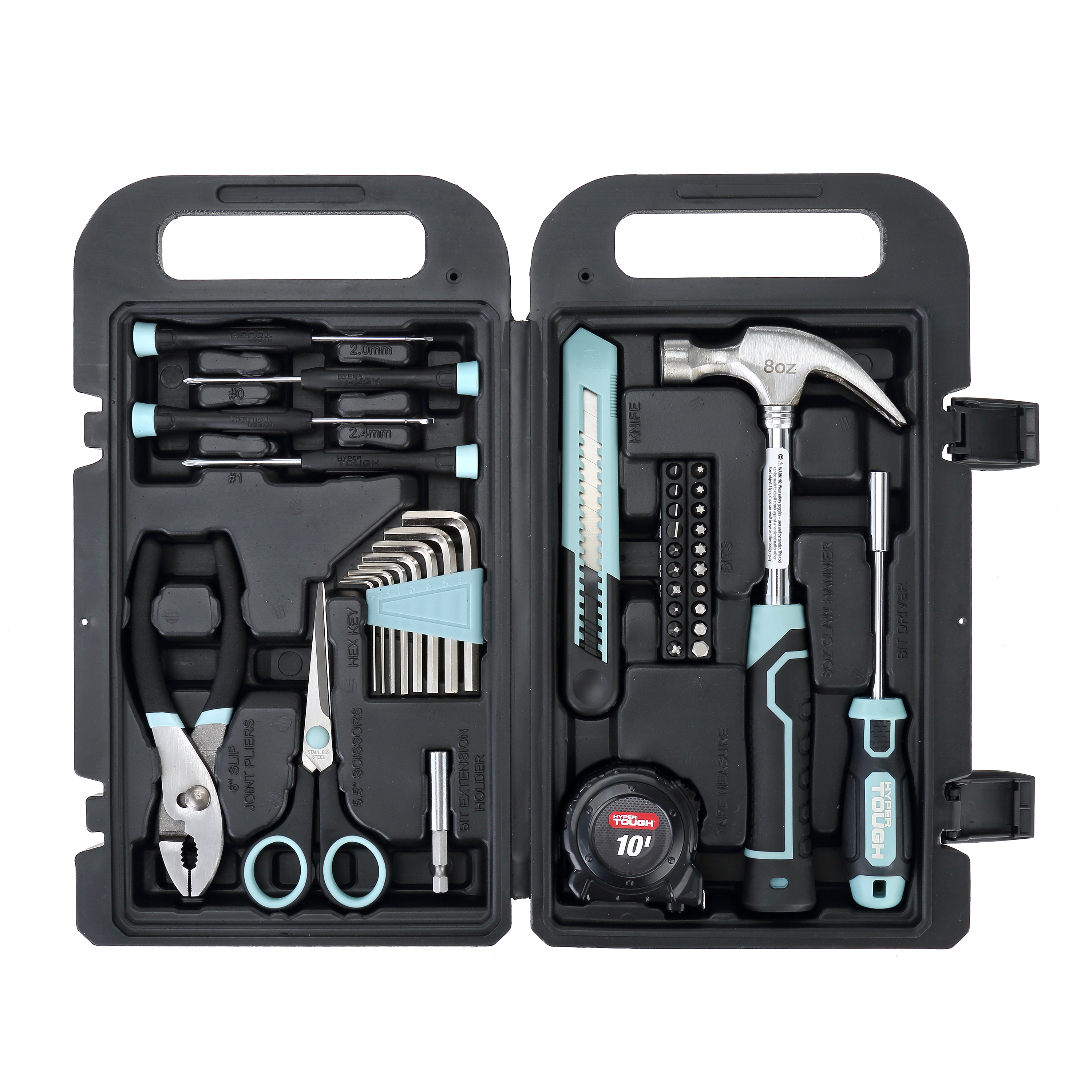 Kit de herramientas para hogar Hyper Tough de 40 piezas color espuma de mar para reparaciones básicas y proyectos de bricolaje 5