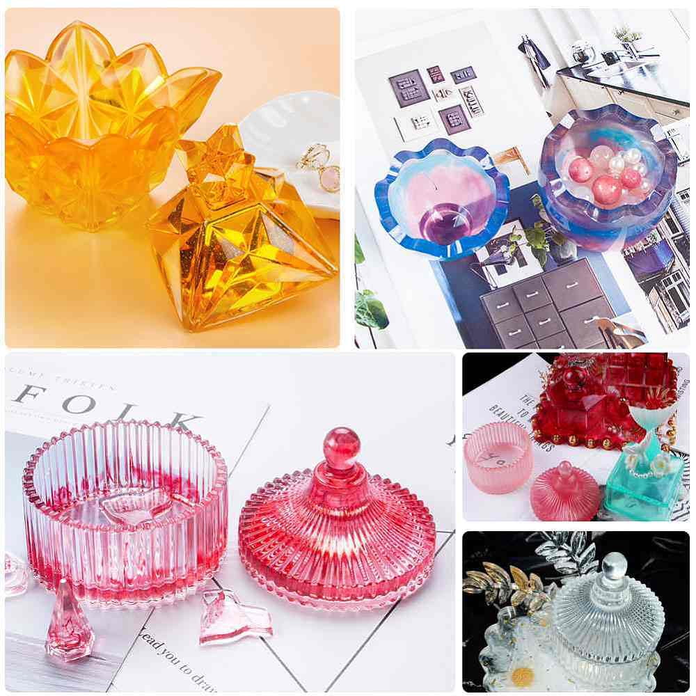 1 Set Silicone Storage Box Molds Resin Casting Molds For UV Resin Epoxy Resin Measuring Cup and Pipettes Dropper White 67x41mm 67x56mm