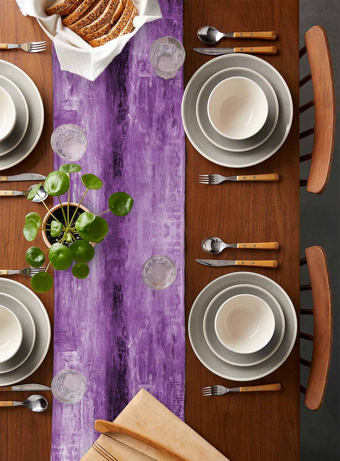 Table Runner 72 Inches Long for Kitchen Dining, Purple Dresser Scarf Farmhouse, Dining Table Decorations for Wedding/Parties, Retro Oil Painting Modern Abstract Art Aesthetics 18 x 72 In