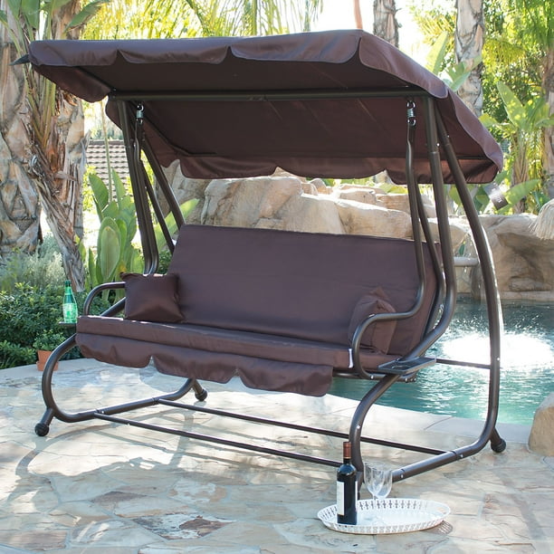 Belleze Outdoor Canopy Porch Swing Bed Hammock Tilt Canopy With Steel Frame Walmart Com Walmart Com