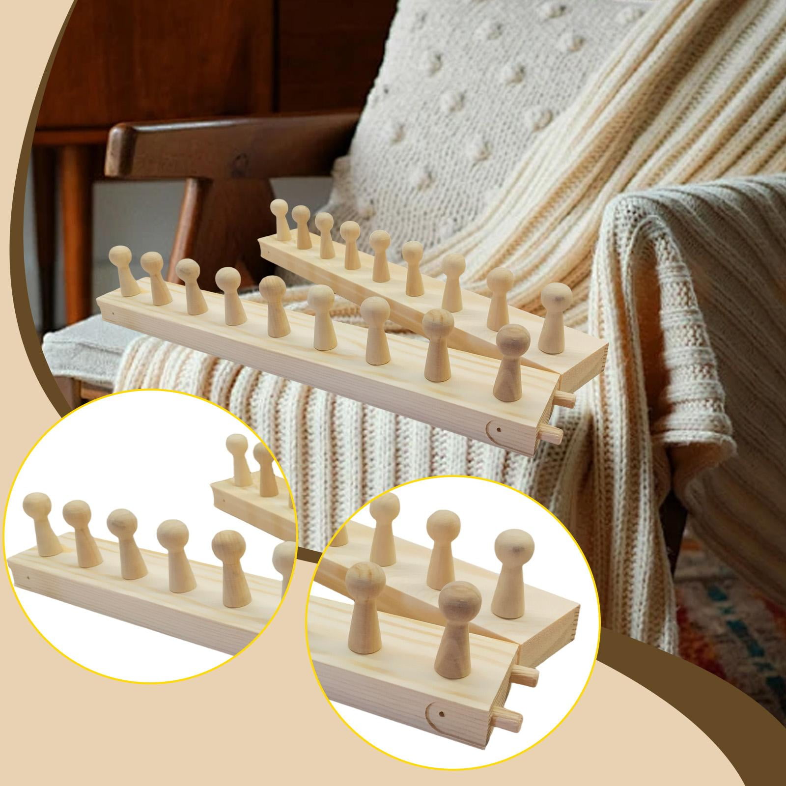 GUOOL Knitting Frame for Thick Yarn Blankets, Portable Weaving Frame with Wooden Pegs, Ideal for Home Decoration And Yarn Crafts, Beginner-friendly