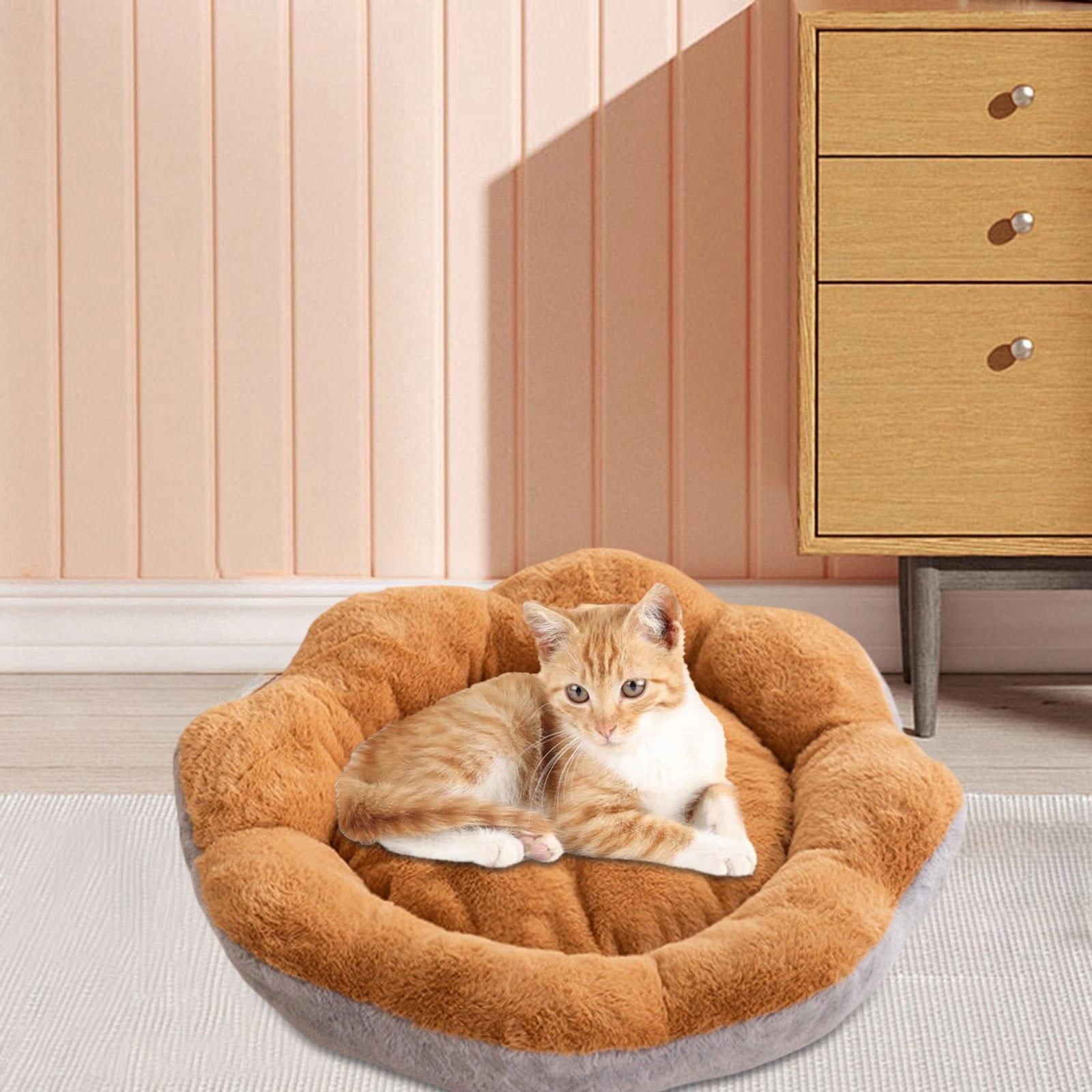 60x60x20 Inches Extra Large Flower Donut Dog Bed, Soft Round Plush Calming Bed for Cats Dogs, Warming Cat Bed Mat - Non- Machine Washable Pet Couch