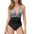 thumbnail image 3 of LILIYA Tummy Control Swimsuits for Women Slimming One Piece Bathing Suit Ruched Halter Push Up Bathing Suits Plus Size Padded Swimwear, 3 of 9
