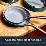 Ninja Ceramic Pro 10-Piece Cookware Set, Aluminum and Stainless Steel, Non-Stick Set, Glass Lids, Stove to 550F Oven Safe, Dishwasher Safe, Green, CW38000GN