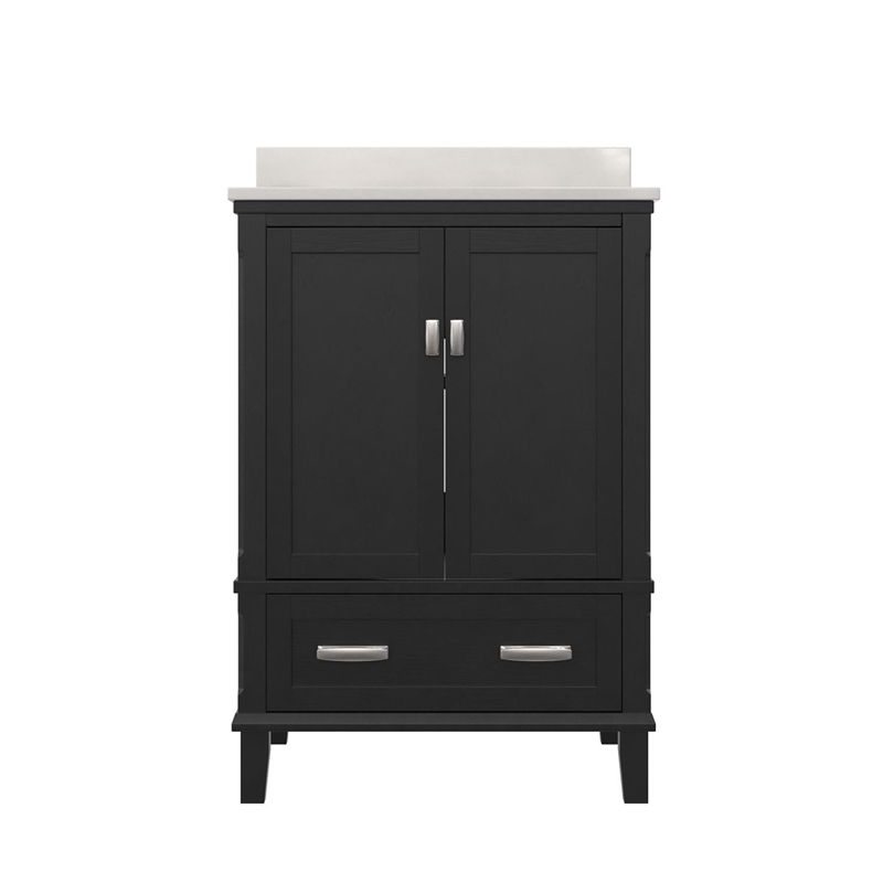 DHP Otum 24 Inch Bathroom Vanity with Sink, Black Wood