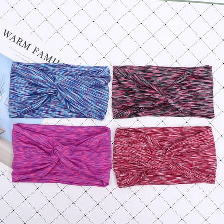 WEUVEB 4-Pack Elastic Sweat Absorbing Hairbands in Assorted Colors for Sports Fitness and Outdoor Activities