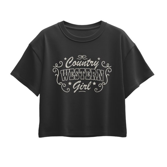 Instant Message - Country Western Girl Short Sleeve Boxy Graphic T-Shirt
