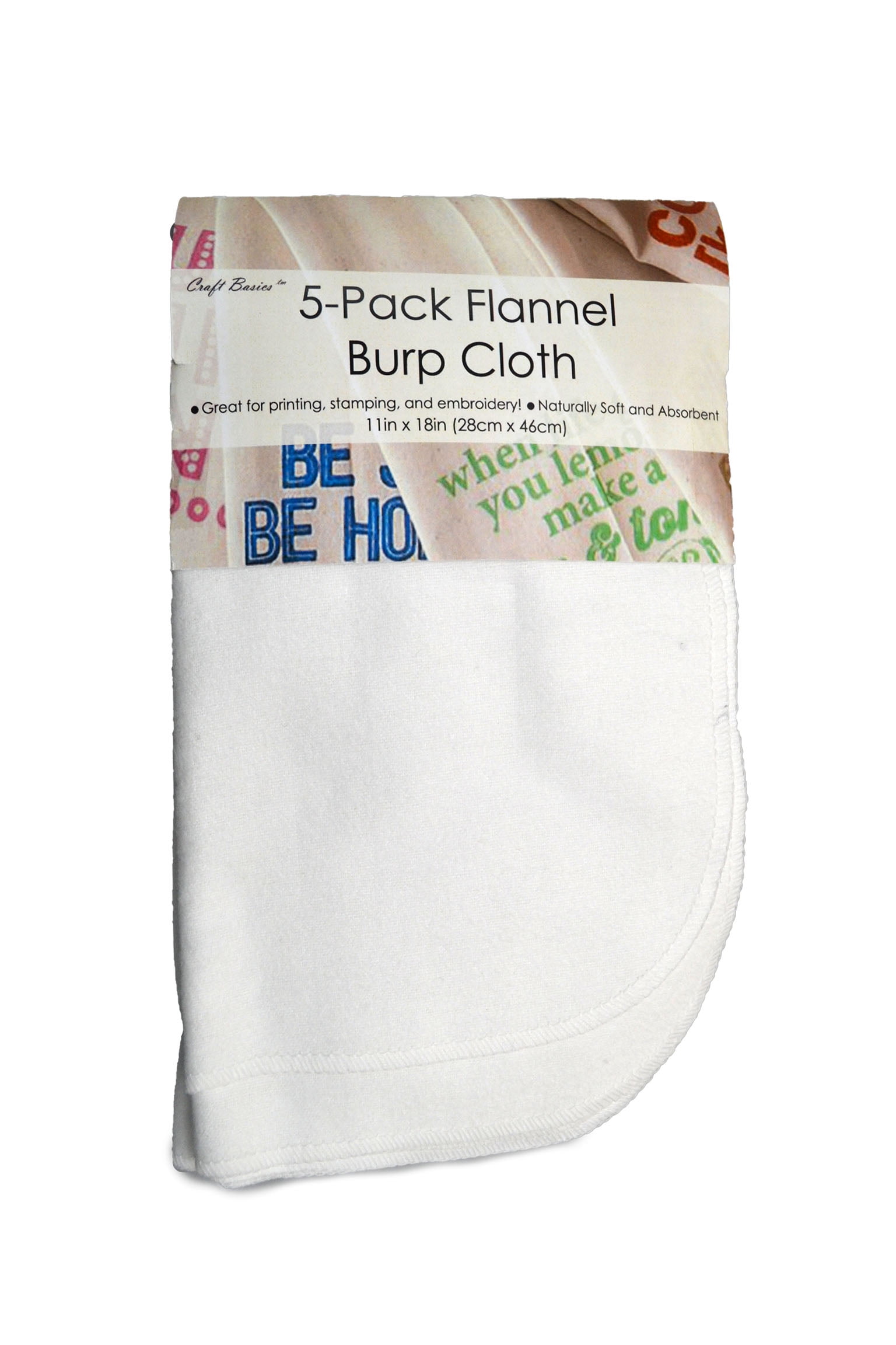 (2 pack) Craft Basics Adult Unisex Cotton-Flannel Baby Burp Cloth (White) 5-Pack, One size