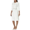 thumbnail image 3 of INSPIRE CHIC Women's A-Line Dress Contrast Color Wear-to-Work Tweed Trim Dresses S White, 3 of 7