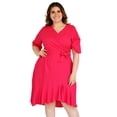 thumbnail image 1 of Vestido de lino Roman Fashion /Tallas Extras, 1076 (Fiusha) fucsia 36 Roman Fashion V-ST-1076-FIUSHA, 1 of 6