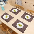 thumbnail image 4 of Placemats Set of 8 for Dining Table, Table Placemats, Rectangular PVC Vinyl, 18x12 Inches - Brown, 4 of 8