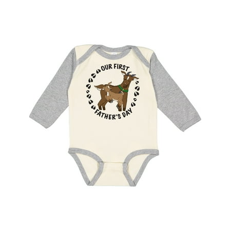 

Inktastic Our First Father s Day with Cute Goats and Hoof Prints Gift Baby Boy or Baby Girl Long Sleeve Bodysuit