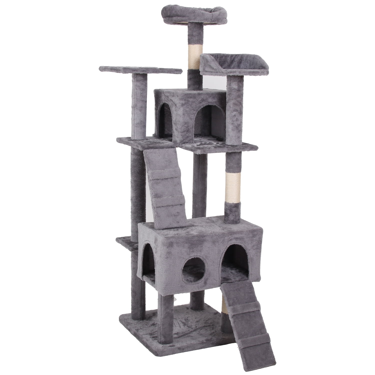 Pefilos 63" Cat Condo for Adult Cats, Stable Cute Sisal Cat Tree House for Big Cats Cat Climb Holder Cat Tree Tower for Indoor Cats, Gray Pefilos 63" Cat Condo for Adult Cats, Stable Cute Sisal Cat Tree House for Big Cats Cat Climb Holder Cat Tree Tower for Indoor Cats, Gray