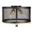 thumbnail image 3 of Takoma 2-Light Black and Soft Gold Wire Mesh Industrial Flush Mount with Metal Mesh Shade - Black and Soft Gold, 3 of 4