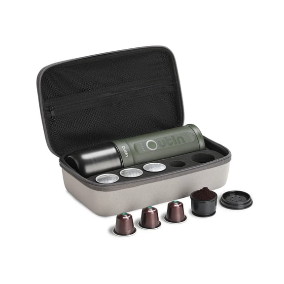 OutIn Nano Portable Electric Espresso Machine Travel Kit (Forest Green)