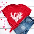 thumbnail image 1 of KIHOUT Hauts de Mode pour Femmes Saint-Valentin T-shirt à Manches Courtes Imprimé Amour Couleur Unie Haut à Manches Courtes Col Rond, Taille p-3TG, 1 of 7