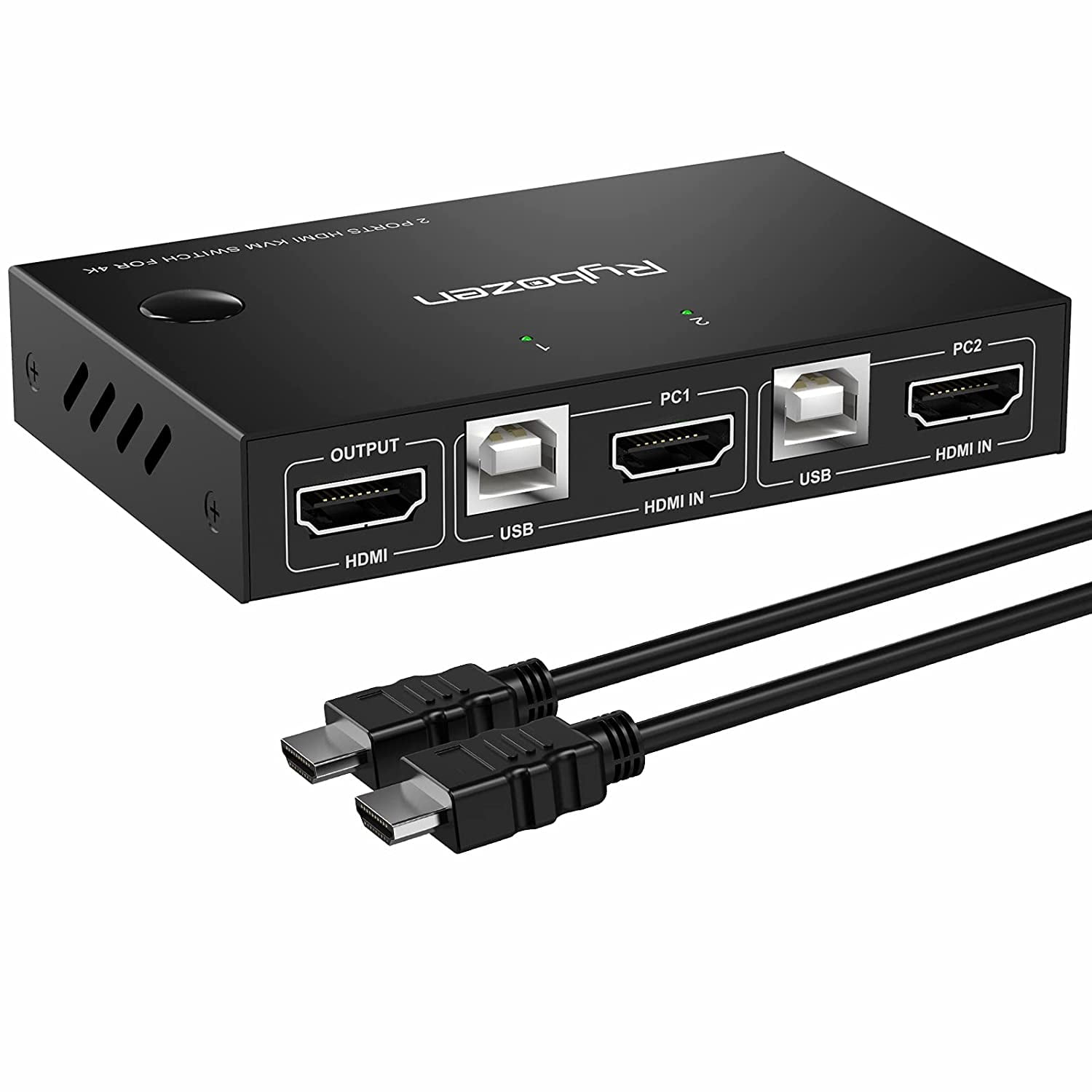 KVM Switch HDMI 2 Port Box, Rybozen USB and HDMI for 2 Computers Share Keyboard Mouse and HD Monitor,HUD 4K (3840x2160),Support Hotkey Switch and One Button Swapping - Walmart.com