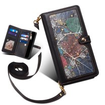 Galaxy A13 5G Case, Dteck Samsung Galaxy A13 5G Crossbody Wallet Case, Zipper Purse Leather Protective Cover with RFID Blocking Card Holder Wrist Strap for Samsung Galaxy A13 5G, Black