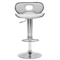 Set of 2 Adria White Faux Leather Chrome Frame Adjustable Height Bar Stool