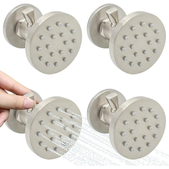 Backnets Brass Shower Body Jets with Adjustable Flow Massage Spa Brushed Nickel Round Body Spray Shower Side Wall Sprayer Head Jets 4 pcs Water Saving