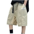 thumbnail image 2 of NAISIBABY Boys Cargo Shorts Size 5-6, Elastic Waist Baggy Fit Trendy Cotton Summer Causal Bermuda Shorts Khaki（5-15T), 2 of 4