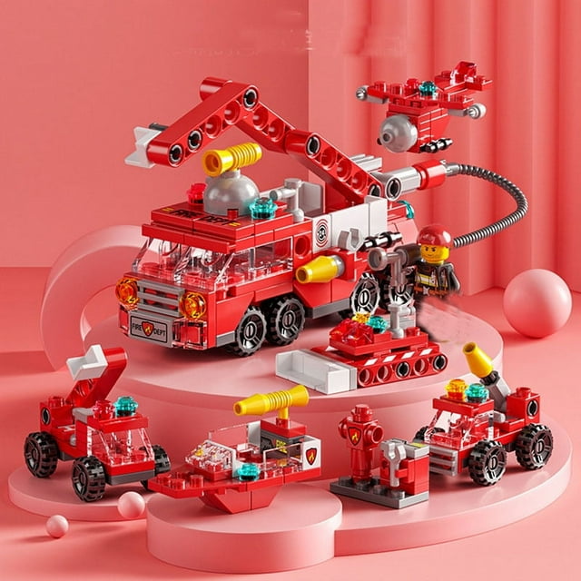 142Pcs Deluxe City Fire Truck Building Blocks Set - Authentic Fire Brigade Car Model with Small Particles Bricks, DIY Educational Toy for Children 6+, Perfect Christmas and Halloween Gift