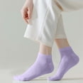 thumbnail image 2 of CheerKidz Women's Mesh Low-Cut Ankle Socks Breathable Thin Short Socks Soft Pastel Colors Casual Daily Wear Gentle Warm-Weather Socks Multi Color Assortment (Purple, Free Size)., 2 of 5