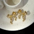 thumbnail image 3 of Gold Silver Bow Earrings Women Ribbon Stud Earrings Gift, 3 of 5